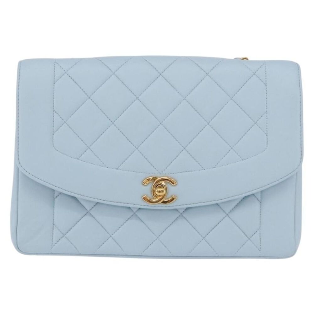 Chanel Vintage Diana Flap Quilted Lambskin Blue Leather Shoulder Bag Bag